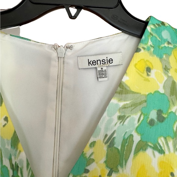 NWOT Kenzie Floral Print Chiffon Flounce High-low Hem Faux Wrap Dress Medium - Picture 4 of 5